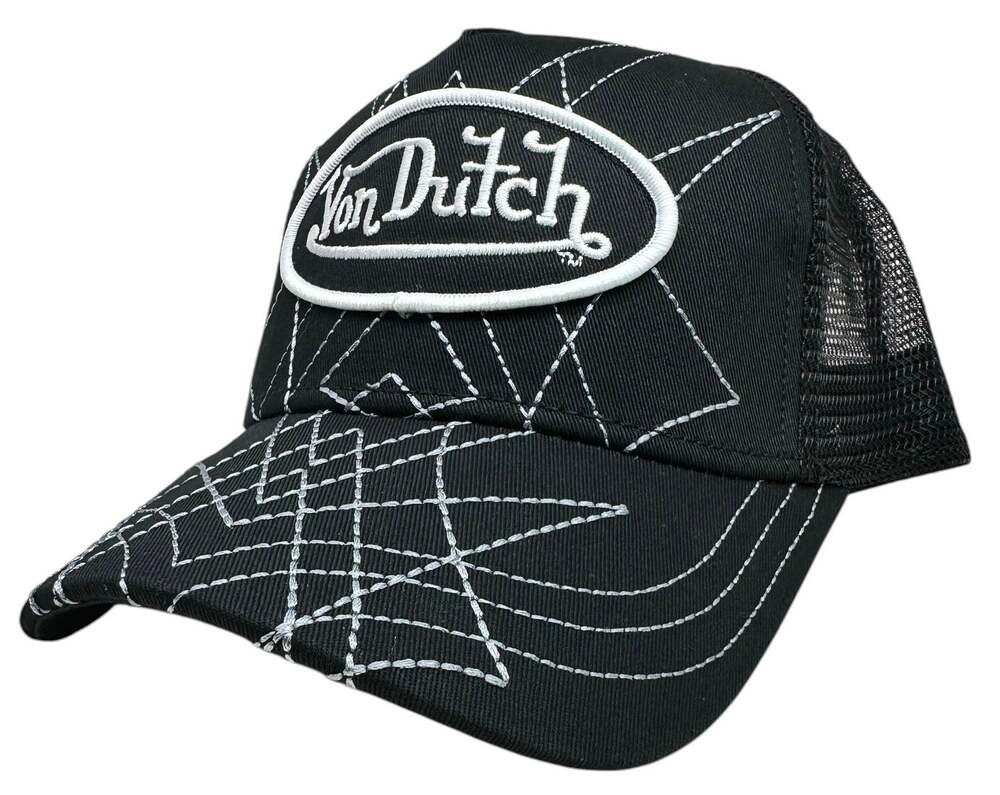 Von Dutch Trucker Hat Embroidered Web Black Snapback Cap